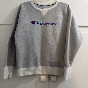 Champion Sweater Adult Medium Gray Logo Pullover Unisex 90s Retro Style